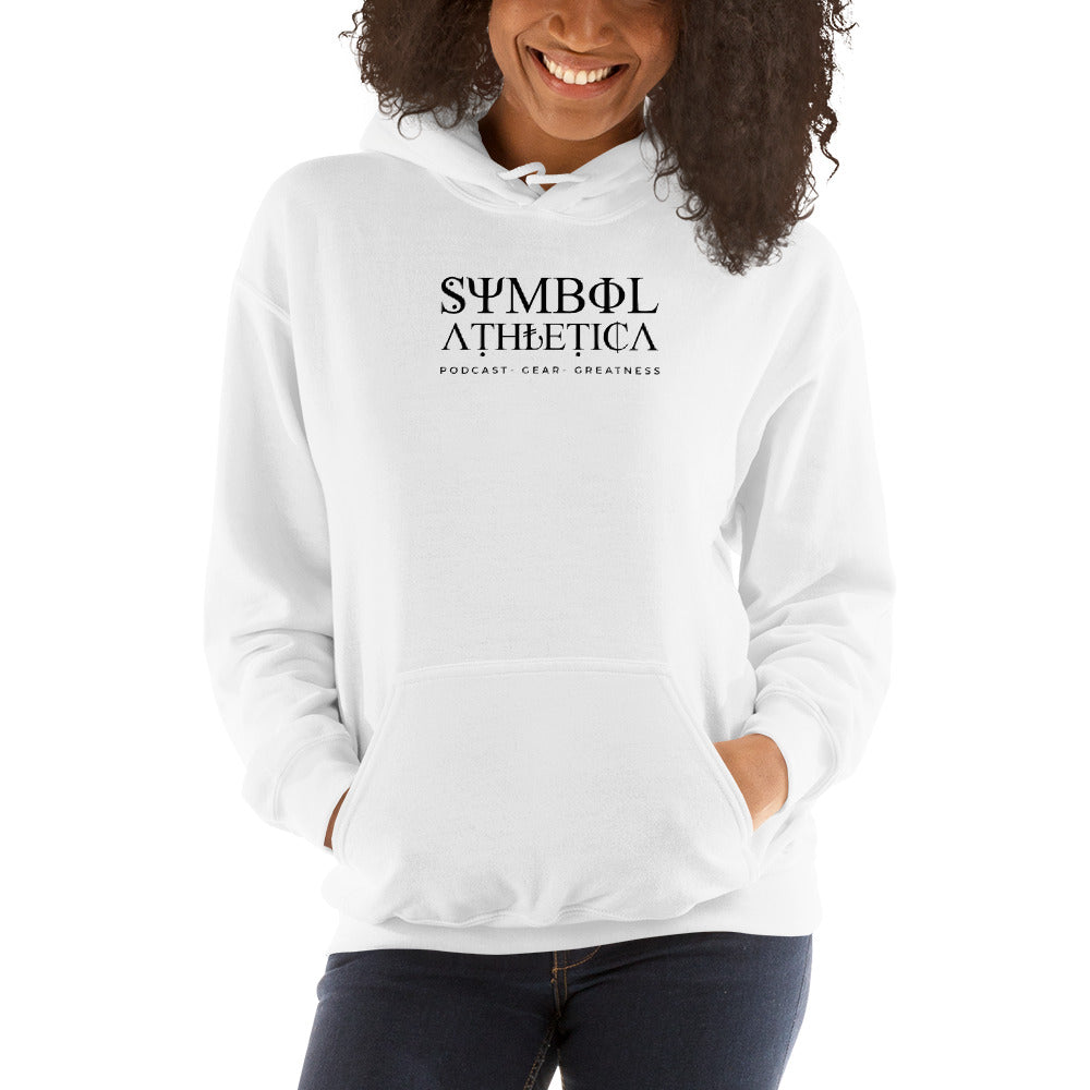 Unisex  White Symbol Atheltica Podcast, Gear, Greatness Hoodie